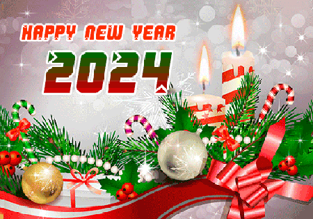 Świąteczna karta z życzeniami szczęśliwego nowego 2024 roku